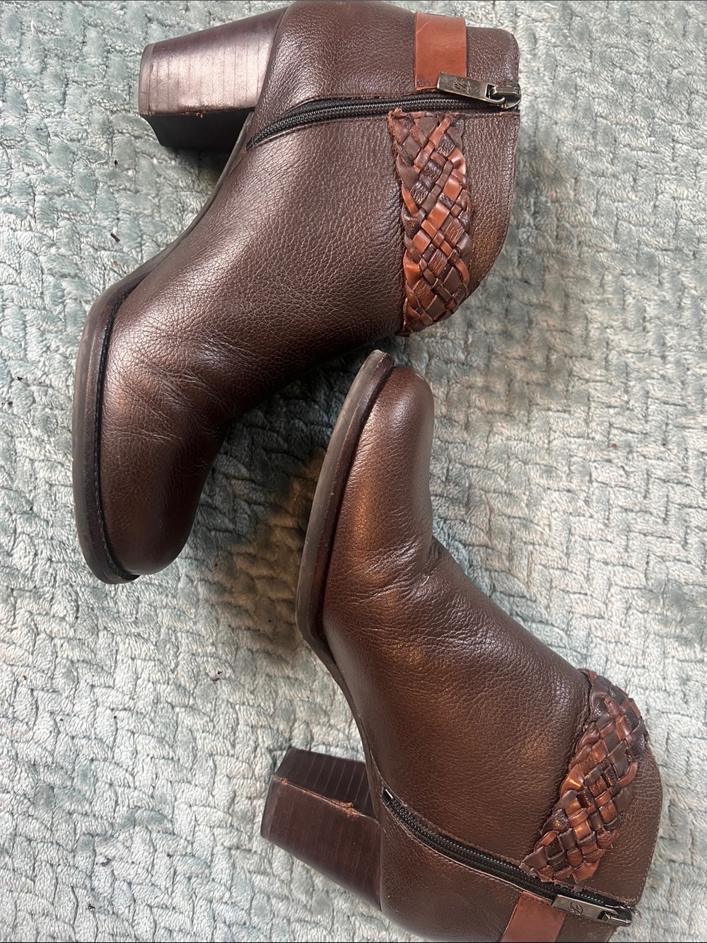 Brighton Dark Brown Leather Ankle Booties with Braided Strap - Picture 4 of 5
